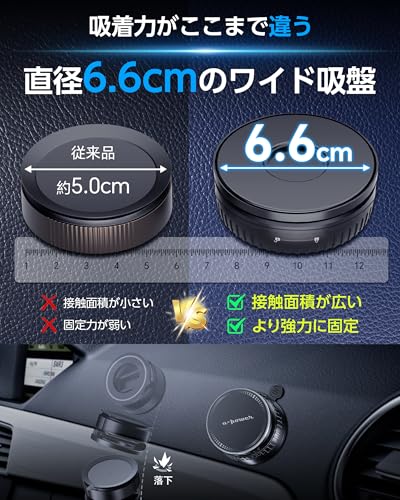 【U-POWER公式 15W充電版】スマホホルダー 車 ワイヤレス充電 車載ワイヤレス充電器 MagSafe対応 マグセーフ 非MagSafe機種対応 マグネット 真空吸盤×ナノゲル吸着 車載ホルダー N55磁石 360°回転 片手操作 車 スマホスタンド カー用品 iPhone Android 多機種対応 R-1 Proの特徴・詳細 画像