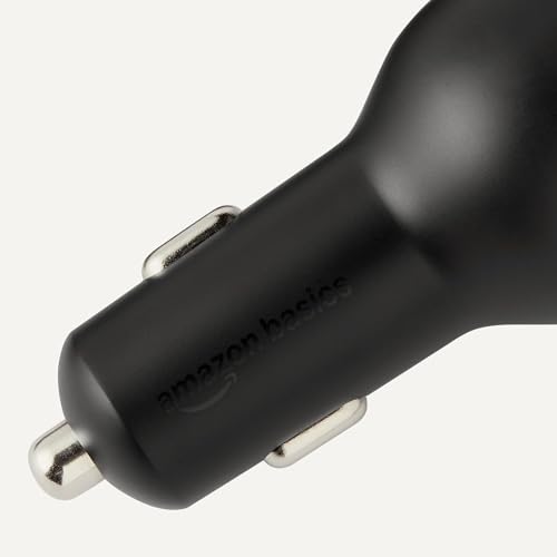 Amazonベーシック 車載充電器 高速充電対応 カーチャージャー 60W 2ポート搭載 (USB-C / USB-A) 内蔵コイルケーブル付き 7.5 cm × 4.3 cm × 3.4 cm ブラックの特徴・詳細 画像