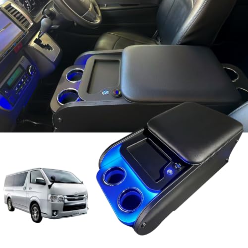 ハイエース 200系 標準ボディ S-GL専用 センターコンソールボックス USB Type-C LEDライト付き (ブラック)の詳細・まとめ 画像