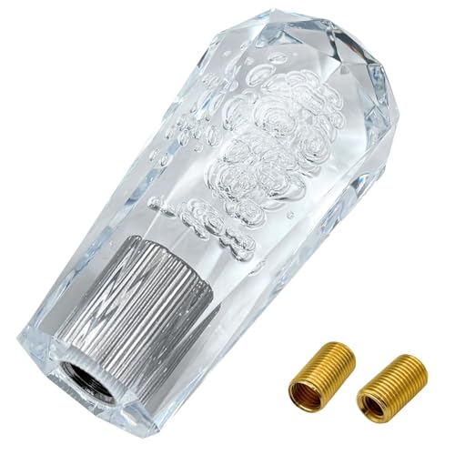 MARUHADO クリスタルシフトノブ 八角 トラック シフトレバー 変換アダプター付き M8 M10 M12 P1.25 MT クリア 10cm 1