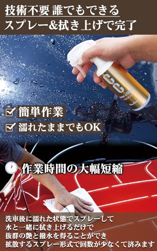 プロスタッフ(Prostaff) 洗車用品 ガラス系ボディーコーティング剤 CCウォーターゴールド 300ml マイクロファイバークロス付き S121の特徴・詳細 画像