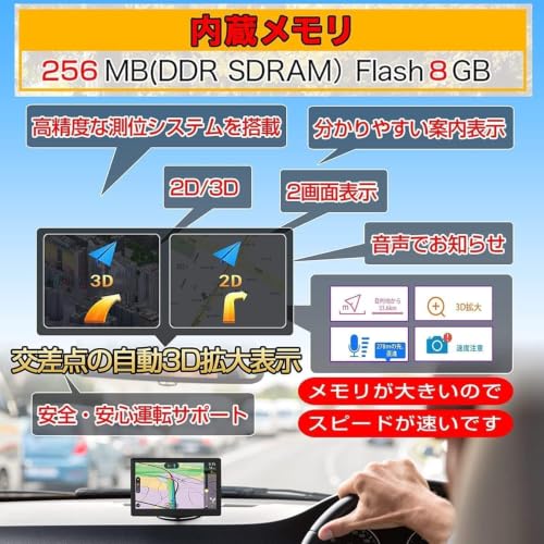 ポータブルカーナビ 7インチ タッチパネル 最新地図搭載 12V-36V対応の特徴・詳細 画像