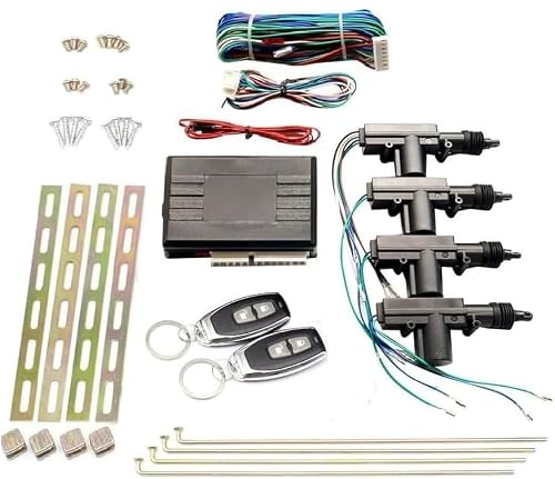 EZSelect キーレスエントリー キット アンサーバック機能付き ロック・アンロック機能 汎用 12V 後付け IR300 セキュリティ LED アクチュエーター4台/リモコン付きの外観・全体像 画像